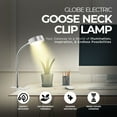 thumbnail image 3 of Open Box Globe Electric 8.46" 5W 250 Lumens LED Goose Neck Clip Lamp, White, 3 of 8