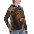 thumbnail image 6 of Fotbe Yak Pattern Womens Long Sleeve Hoodie, Pullover Hooded Sweatshirt, Kangaroo Pocket Hoodie with Eye-catching Drawstrings-X-Large, 6 of 7