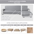 thumbnail image 4 of TAOCOCO 3Pcs Sectional Couch Covers Waterproof L-Shaped Sofa Cover Chaise Slip Cover for Kids Pets Dogs-XL-Gray, 4 of 9