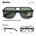 thumbnail image 3 of OPULIZE LUX Aviator Polarized Sunglasses - Anti-Glare Eyewear for Women Men - UV & Eyestrain Protection - Classic Aviator Style Glasses - Dark Green Lenses, Black Frame - Pack of 1, 3 of 8