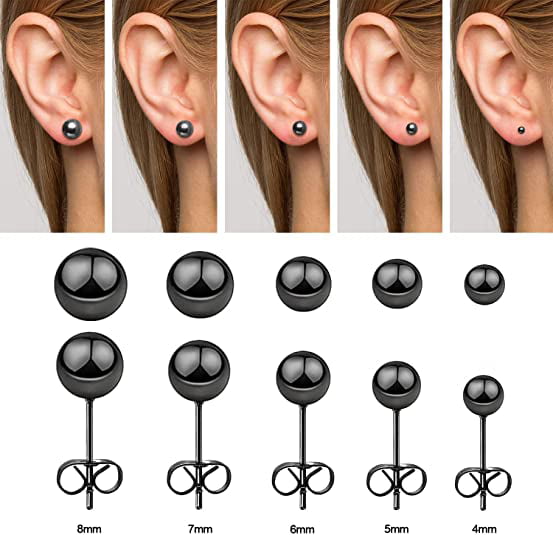 14K Gold over 925 Silver High Polish Smooth Round Ball Stud Earring 5-Size  Set - 3mm, 4mm, 5mm, 6mm, 7mm - Kezef Creations