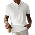 thumbnail image 1 of Blusa y camisa de manga corta con cuello vuelto para hombre, de moda, de color liso, con botones, cuello vuelto, camisa de manga corta con cuello vuelto, blusa para hombre, abrigo de poliéster, 1 of 9