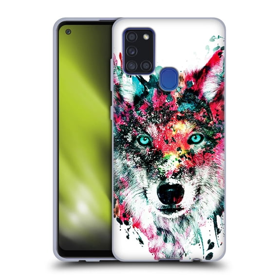 Head Case Designs Officially Licensed Riza Peker Animals Wolf Soft Gel Case Compatible with Samsung Galaxy A21s (2020)