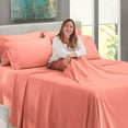 thumbnail image 3 of Clara Clark Hotel Luxury Soft Microfiber Extra Deep Pocket 7 Piece Bed Sheets Set, Fits 18"-24", Split King, Misty Rose, 3 of 8