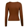 thumbnail image 3 of T Shirts for Women Casual Tops Autumn Chest Cutout Long Sleeved Ribbed Tee Shirt Top, 3 of 5