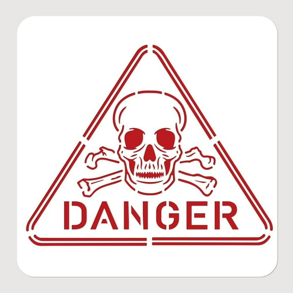 Warning Sign Painting Stencil 11.8x11.8inch Danger Words Painting Stencils Hollow Out Art and Craft Stencils Reusable Templates for Street Road Wall Lake Board Drawing White