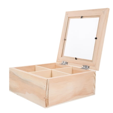 LEORX 1Pcs Tea Bags Container in Khaki for Home Use Wooden Organizer