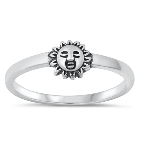 Vintage Oxidized Sun Face Ring .925 Sterling Silver Band Jewelry Female Male Unisex Size 9