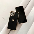 thumbnail image 4 of Compatible for iPhone 11 Pro Max Case Plating Love Heart Phone Case, Fun Cute Side Small Pattern Soft TPU Airbag Anti-Fall Shockproof Camera Protective Electroplated Case - Black, 4 of 6