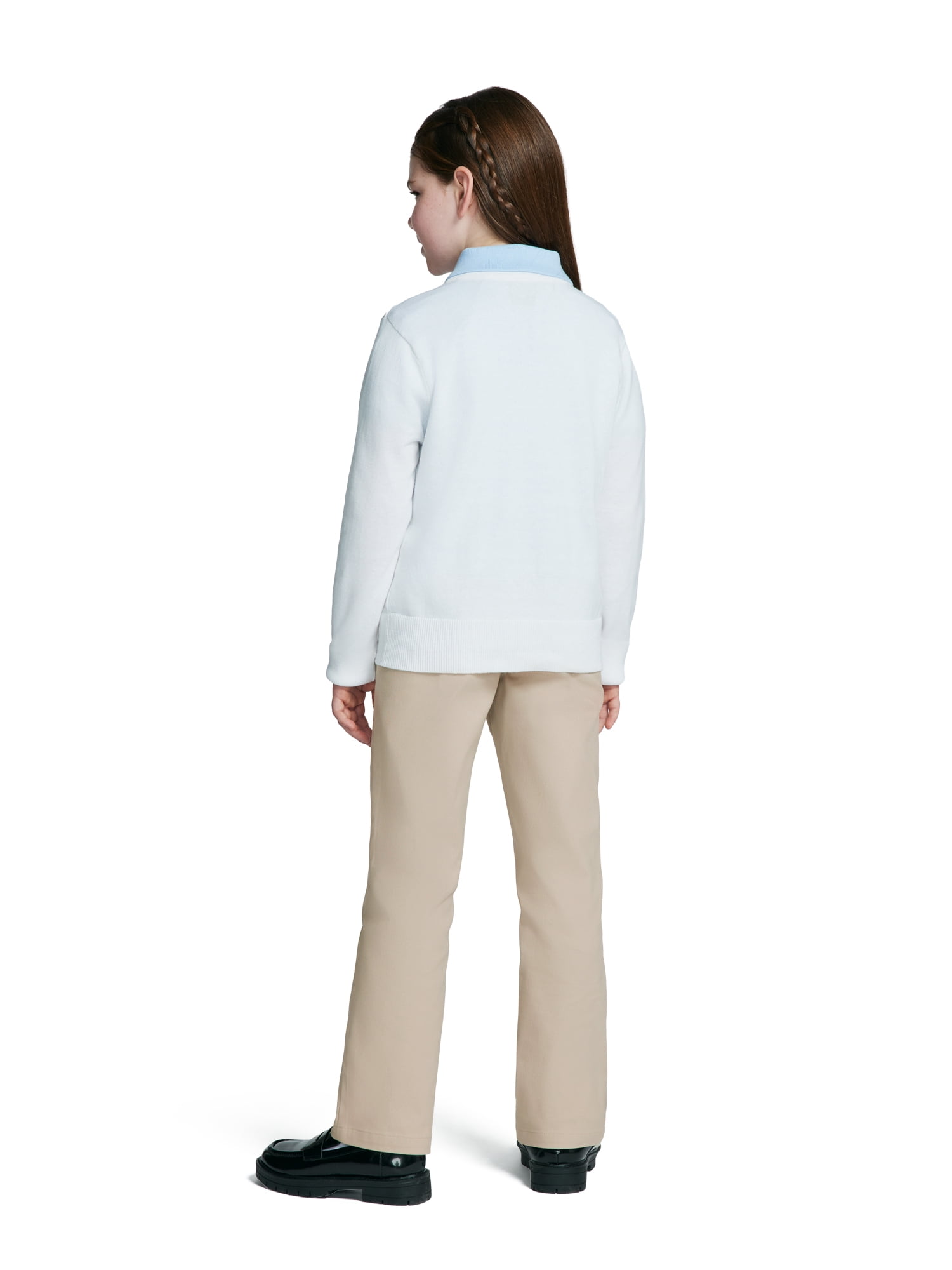 Wonder Nation Girls School Uniform Pull On Pants, 2-Pack, Sizes 4-16 & Plus