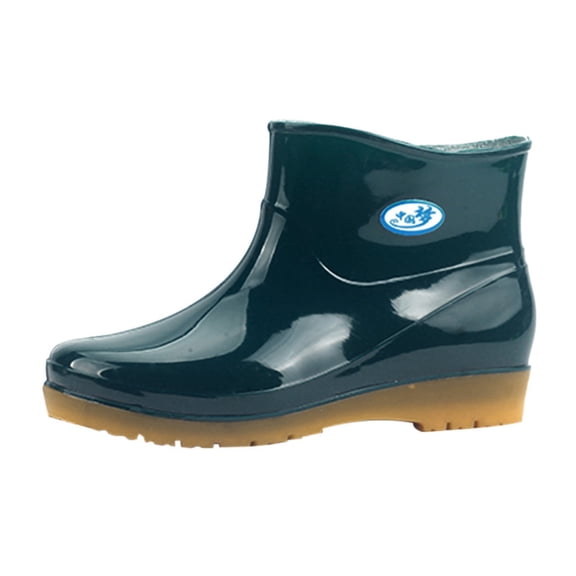 Leisure Women's Low-Heeled Round Rain Shoes for Women Wide Width Toe Shoes Waterproof Middle Womens Shoes Boots Tube Rain Boots