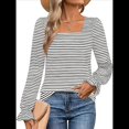 thumbnail image 3 of Blusas Tipo Túnica de Larga Abullonada con Cuello Cuadrado para Mujer, Estilo Casual y Moderno para Otoño XL, 3 of 7