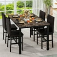 thumbnail image 3 of AWQM Modern 5-Piece Dining Table Set, Artificial Marble Dining Table With 4 Chairs in PU leather for Kitchen and Living room, Small Kitchen Table, Kitchen Table Set, Brown, 3 of 13