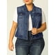 thumbnail image 2 of Chaleco Denim Bolsillos de pecho único Pecho Chaleco Denim TalGrande PaMujer Azul 1X, 2 of 6