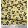 thumbnail image 2 of Soimoi Yellow polyester Crepe Fabric Life Begins After Coffee Text Print Fabric by the Yard 52 Inch Wide, 2 of 5