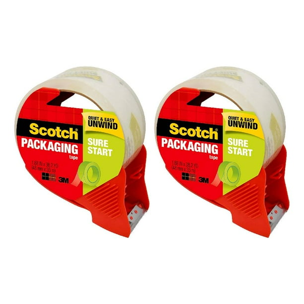 3M Scotch Sure Start Shipping Packaging Tape With Dispenser 1.88 in x