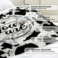 thumbnail image 5 of 1pc Ultra Soft Flannel Throw Blanket with Inspirational Quotes & Cow Print Design – Cozy Reversible All Season Comfort for Home or Office Naps, 5 of 6