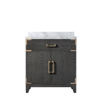 Laurel 30 in W x 22 in D Black Oak Single Bath Vanity and Carrara Marble Top