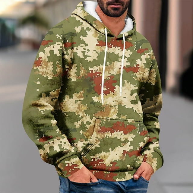 Styesk Sweatshirts pour Hommes Imprimé Mode Décontracté avec Poche à Cordon Manches Longues à Capuche