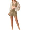 thumbnail image 3 of Women'S Linen Shorts Casual Summer Shorts High Waisted Comfy Pull on Shorts with Pockets Khaki XL, 3 of 7