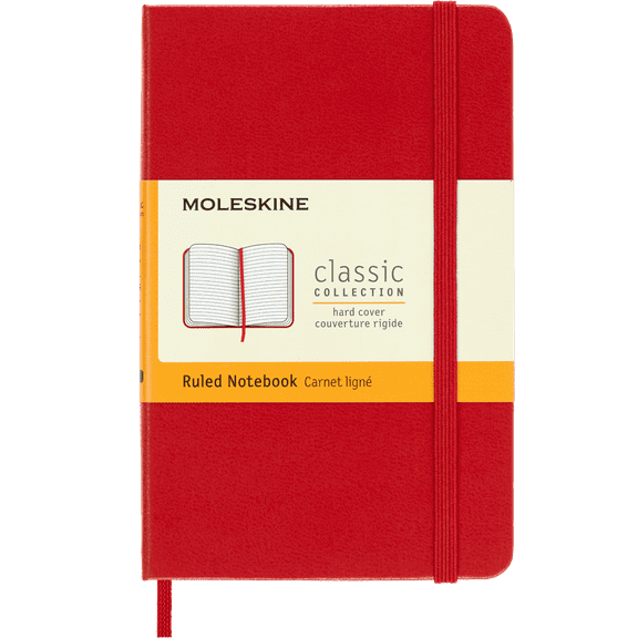 Moleskine Classic Notebook, Hard Cover, Pocket (3.5" x 5.5"), Ruled, Scarlet Red, 192 Pages