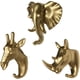 thumbnail image 1 of Paquete de 3 ganchos de pared con forma de cabeza de rinoceronte y cabeza de jirafa (dorado) JFHHH pequeña, 1 of 5
