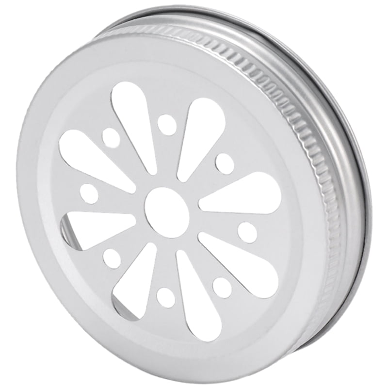 16Pcs Regular Mouth Can Jar Lid Rust Proof Daisy Cut with Straw Hole