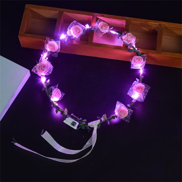 Serre-têtes à DEL de la Saint-Valentin Rouges Cœur d'Amour Serre-Tête Lumineux Accessoires pour Cheveux de Fête Ornement de Tête pour Femmes