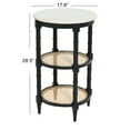 thumbnail image 2 of Creative Co-Op Round Solid Wood End Table with Genuine Marble Top and 2 Woven Cane Storage Shelves, Black, White, and Natural, 2 of 7