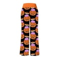 thumbnail image 5 of Women Pajamas Pants Halloween Pumpkin Print Wide Leg Drawstring Palazzo Lounge Pants Holiday Party Sleepwear Outfit Bottoms, 5 of 5