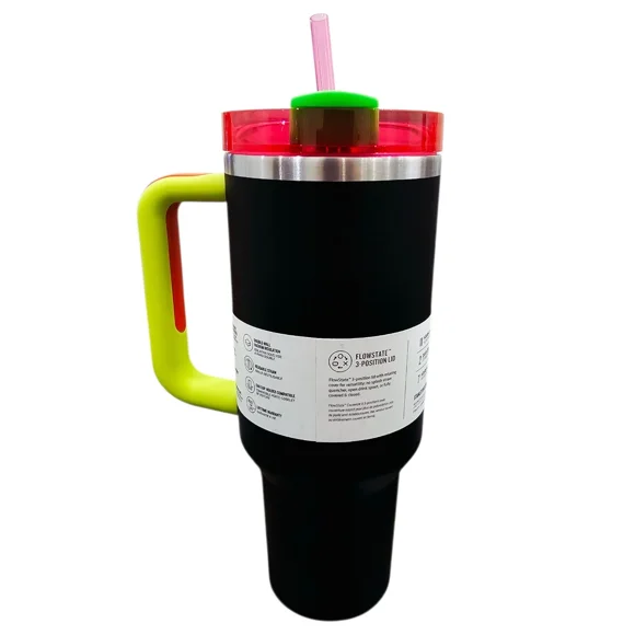 Termo Tipo Stanley Quencher H2.0 FlowState - Vaso de acero inoxidable aislado al vacío con tapa y popote para agua, té helado, café, licuados y más, carbón, 1.18L