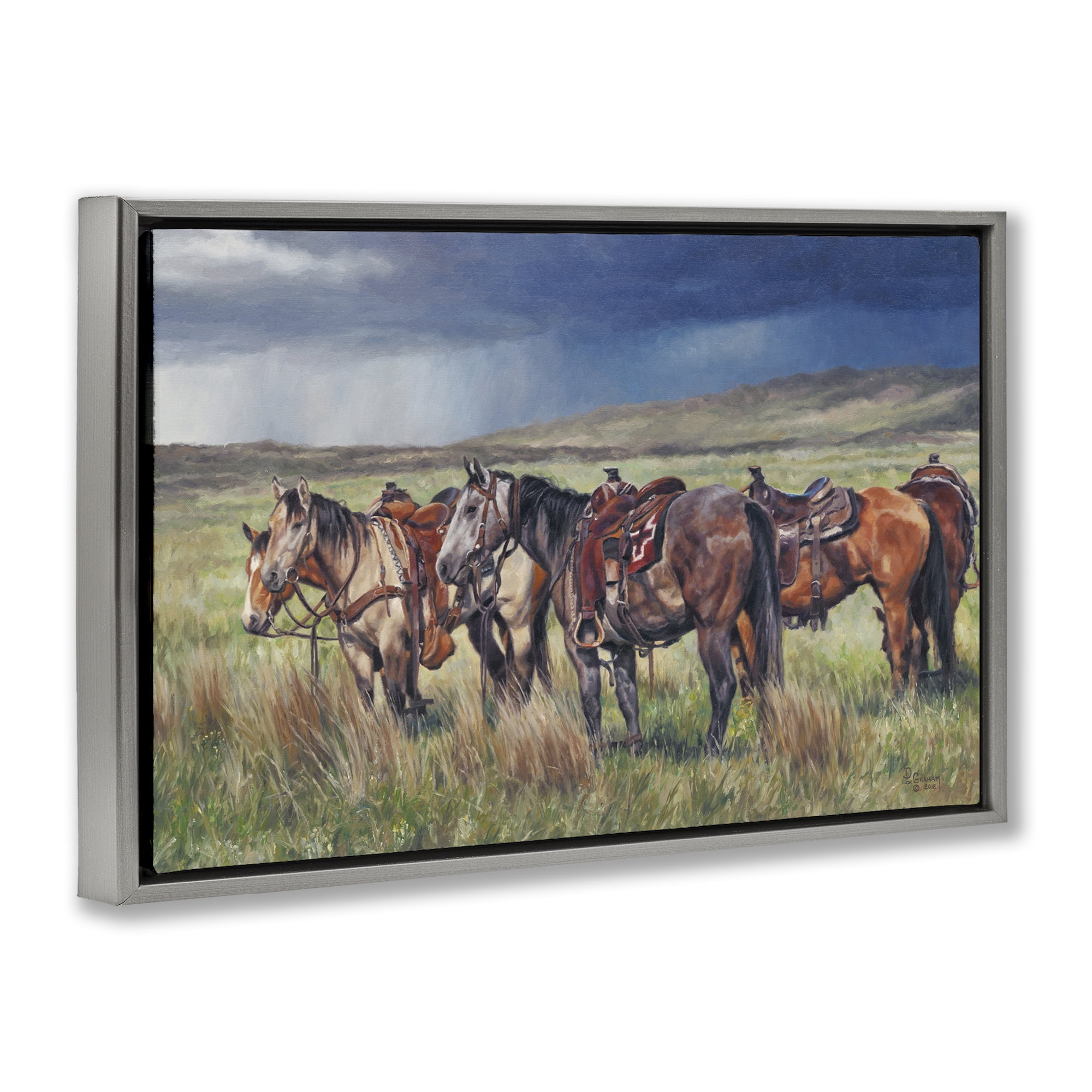 Stupell Industries Hurry Up & Wait Animals & Insects Painting Gray Floater Framed Canvas Art Print Wall Art, 25 x 17