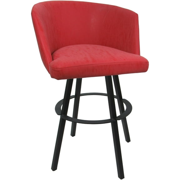 Swivel Metal Bar Stool 30" Seat - Joey - Ruby Vinyl Red - Gray