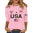 thumbnail image 2 of Conairie Women 4th of July Shirt Loose Long Sleeve Crew Neck Patriotic T Shirts USA Letter Print Summer Fashion Casual Tops Pink M, 2 of 4