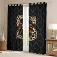 thumbnail image 2 of Homewish Bow Letter Monogrammed S Black Out Curtains for Teens,Leopard Print Curtains Pack of 2 (42x63 Each),Abstract Bohemian Damask Bedroom Curtains,Breathable Home Decor, 2 of 6