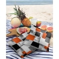 thumbnail image 3 of Pack of 2 Outdoor Pillow Covers, Geometric 3D Abstract Orange Black Gray Square Pattern Waterproof Square Throw Pillowcase Cushion Decorative Pillow Covers for Couch Patio Tent, 18x18 in, 3 of 6