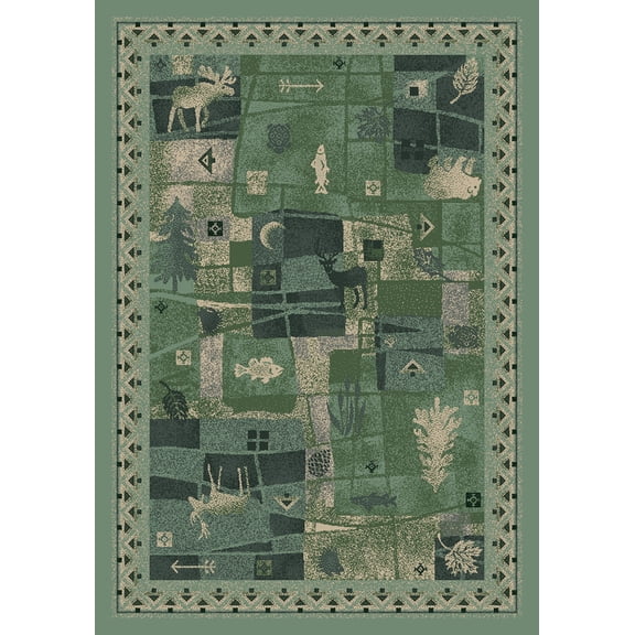 Milliken Signature Area Rug DEER TRAIL PERIDOT Deer Trail Peridot Cubes Elks 5' 4" x 7' 8" Oval