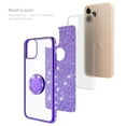thumbnail image 6 of Apple iPhone 11 Pro Max Case Bling Rhinestone, Purple Clear Glitter Cute Phone Case Girls Ring Kickstand, 6 of 6