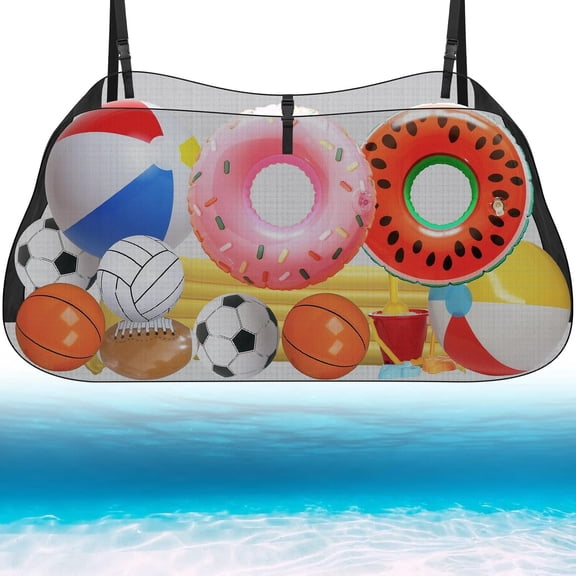 Natonhi Pool Float Storage Net, Hanging Pool Float Storage Organizer Mesh Bag Adjustable and Foldable Pool Flosts Holder Pouch for Inflatable Balls Toys, Other Pool Supplies