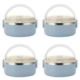 thumbnail image 1 of HLONK 4 Pcs  For Hot Food  Lunch Box  Thermal Lunch Box Stackable Hot Food Insulated Box 304 Stainless Steel Round Lunch Box Sealed Food Containers(Single Layer-Blue), 1 of 7