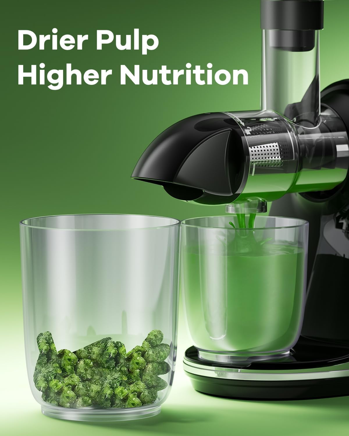 Cold Press Juicer Machine: Easy to Clean Slow Masticating Juicer Extractor for Veggies and Fruits, 92% Juice Yield High Nutrient and Vitamin, Quiet Motor & Reverse Function with Brush, Silver