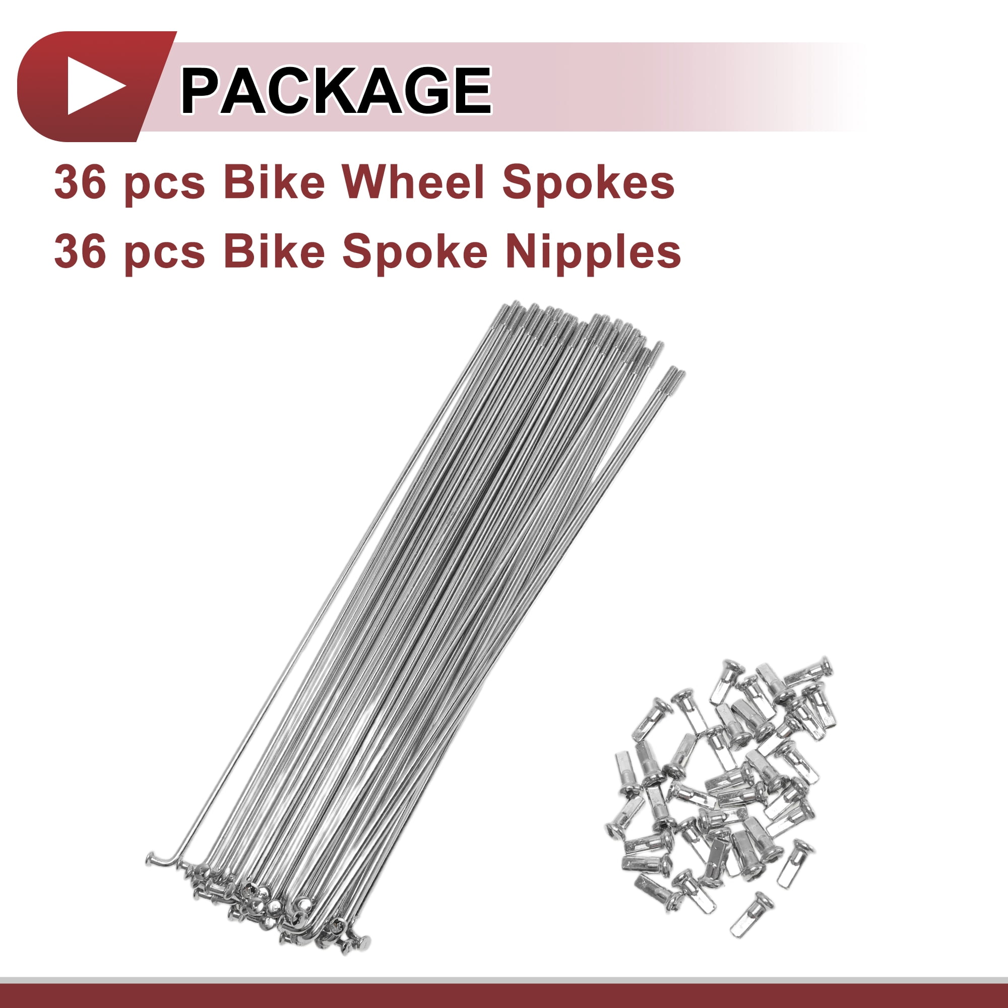 Unique Bargains 36Pcs 12G Bike Wheel Spokes 45 Steel Galvanized Silver 7.52"