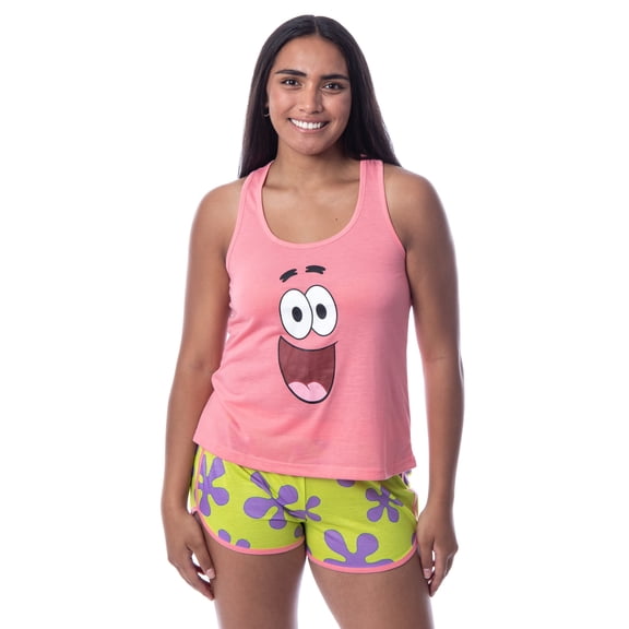 Nickelodeon SpongeBob SquarePants Patrick Star Women's 2 Piece Pajama Set Tank Top and Shorts Sleepwear Loungewear