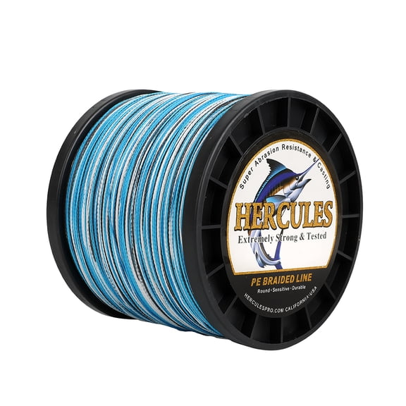 HERCULES Braided Fishing Line 2000m 2187yds 6lbs-100lbs Pe Superline 4 Strands (Blue Camo 100lb/45.4kg 0.55mm)