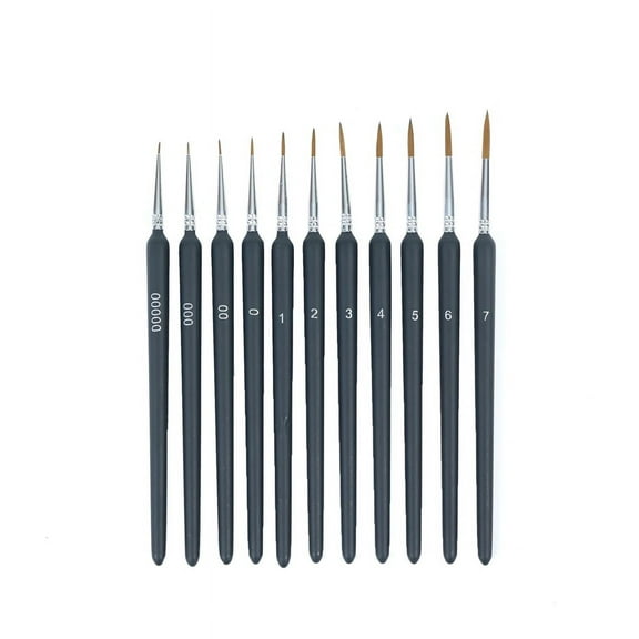 Detail Brush Set- 11 Miniature Brushes for Fine Detailing & Painting, Watercolor, Oil- Miniatures, Models
