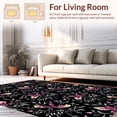 thumbnail image 2 of ODIKA 8'x10' Machine Washable Non-Slip Area Rug, Enchanted Midnight Blossom with Delicate Vine Motifs High Traffic Rug, Black, 346754, 2 of 7