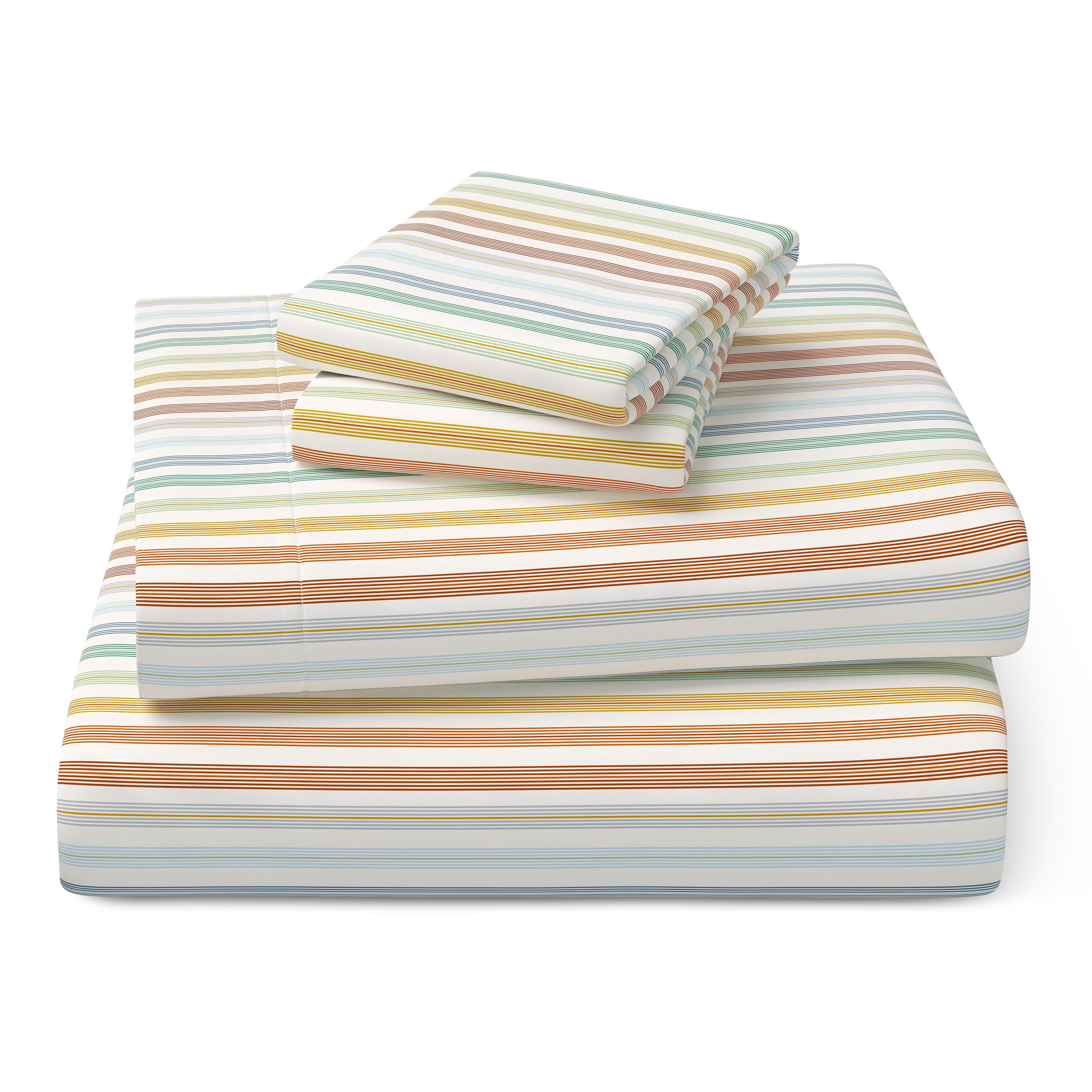 Mainstays Kids Microfiber Bed Sheet Set, Queen, Vintage Stripe, 4 Pieces