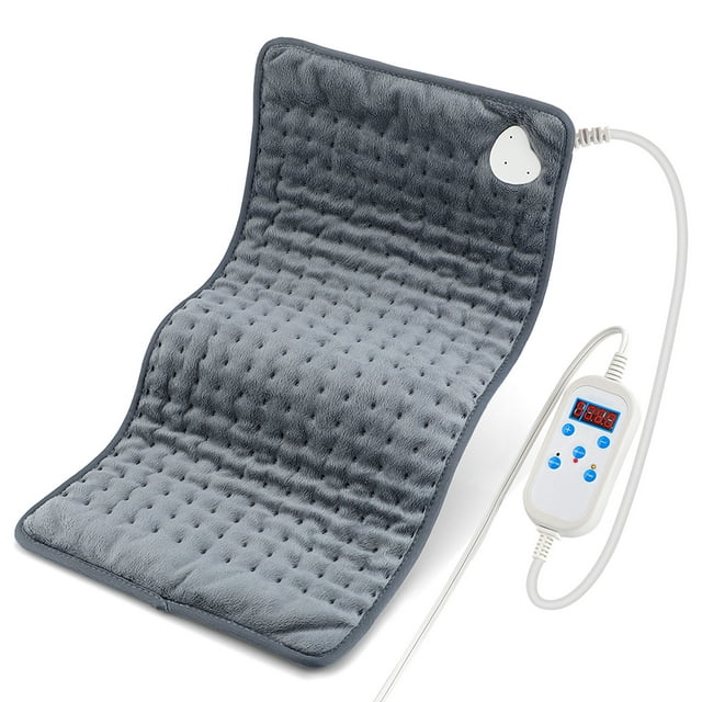 Graflsoa Washable Electric Heating Pad with 9 Adjustable Temperature Levels, 4 Timers, Far Infrared Therapy, US/EU Plug, Grey, 60x30cm