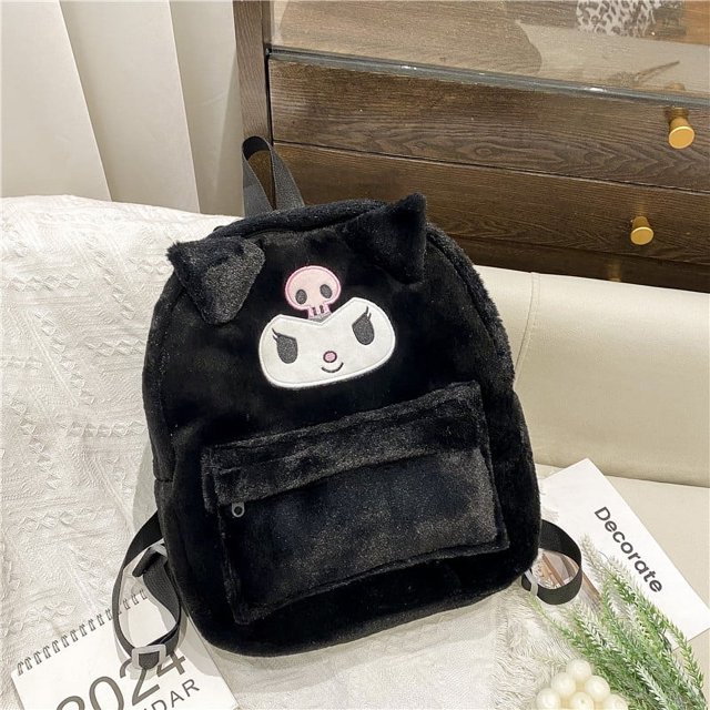 Nueva mochila de felpa encantadora de dibujos animados Sanrio Cinnamoroll Kuromi Girl Heart de gran capacidad My Melody bolso de hombro regalo de Navidad para niños