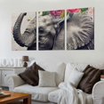thumbnail image 2 of Shadudu Elephant Flower Crown Canvas Print Living Room Bedroom Office Wall Decor 12"x16"x3pcs, 2 of 6